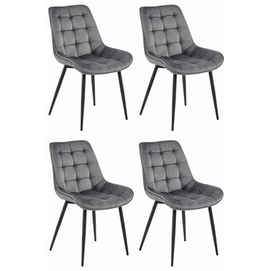 BERA-tuoli, tummanharmaa sametti, mustat jalat (4 kpl)