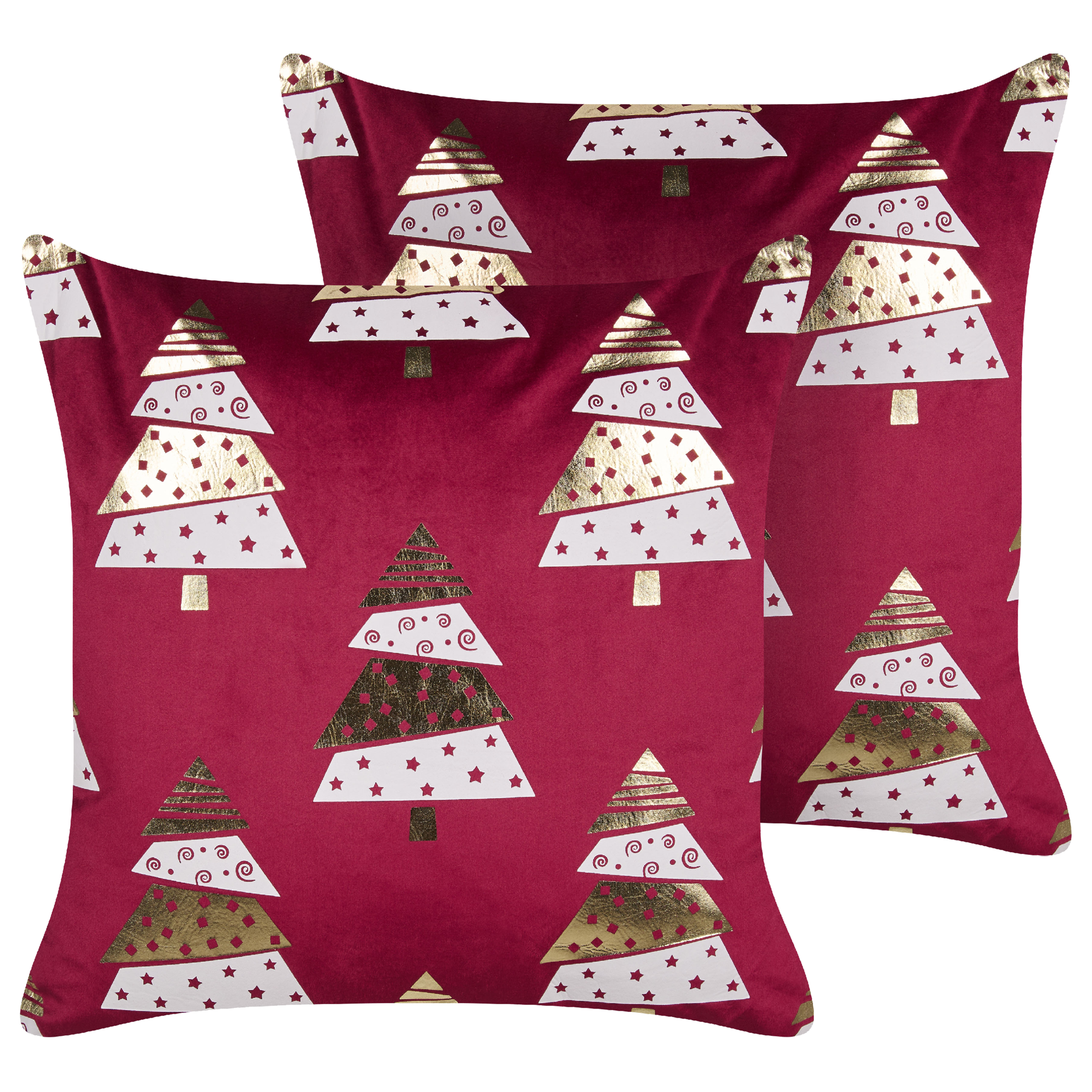 Koristetyynysetti 2 kpl GOLDSPRUCE 45 x 45 cm Sametti Punainen Joulukuvio