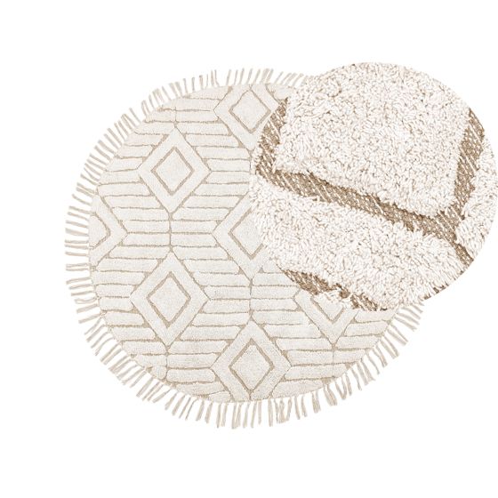 Matto HORASAN Vaaleanbeige ø 140 cm puuvilla