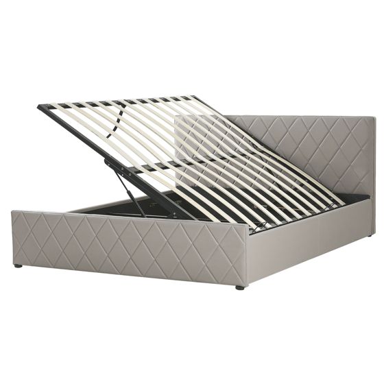 Sänky säilytystilalla keinonahka ROCHEFORT 160 x 200 cm Ruskeanharmaa