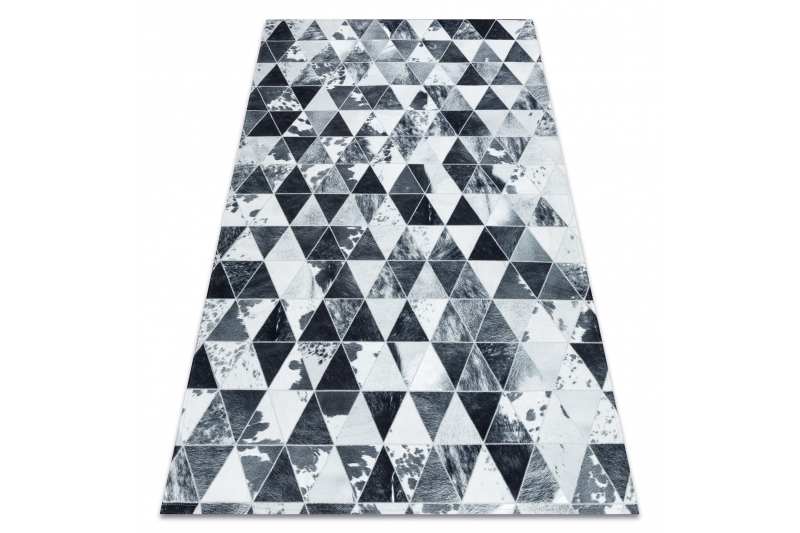 Matto PATCHWORK 21722 harmaa - Lehmännahka, Kolmiot 160x230 cm