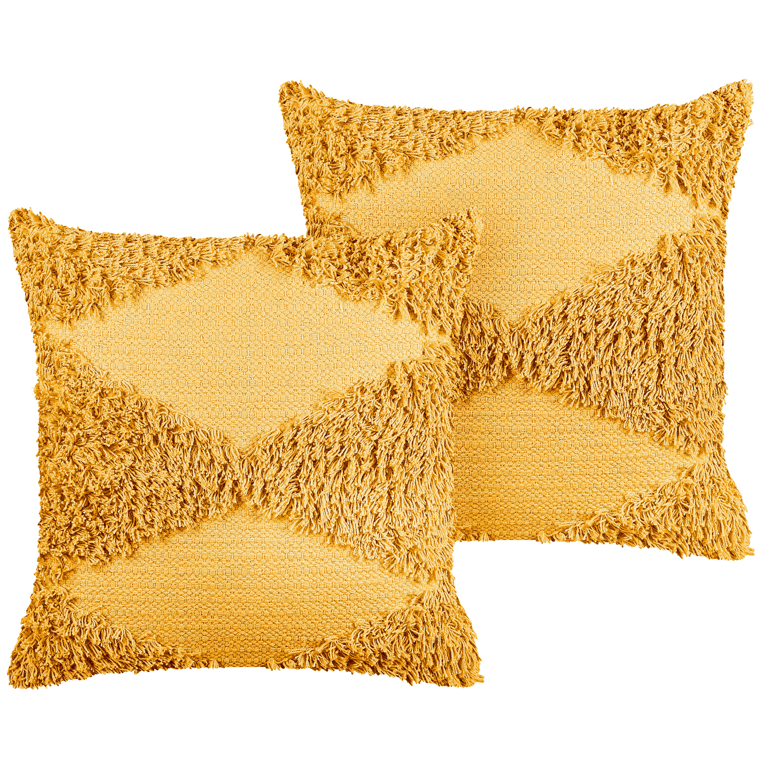 Koristetyynysetti 2 kpl RHOEO 45 x 45 cm Puuvilla Keltainen Geometrinen kuvio