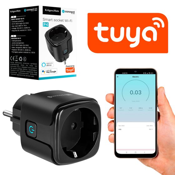 Kruger&Matz Connect P4 Tuya Älykäs WiFi-pistorasia AJASTIN