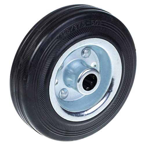 125 mm:n pyörä, jossa musta kumi puristetulla teräskeskellä