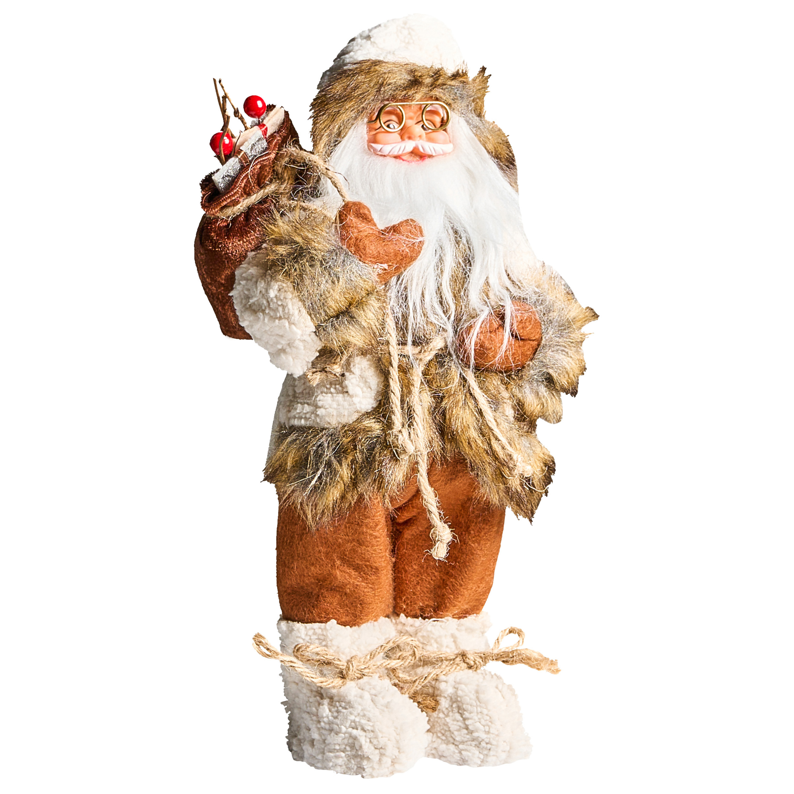 Joulukoriste SVARTEVATNET Joulupukki 37 cm Ruskea/valkoinen