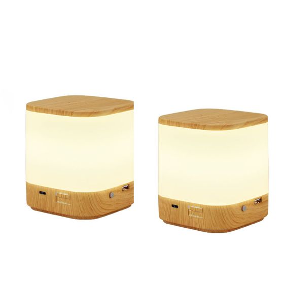 NETTLIFE 2 kpl LED-pöytävalaisimia, joissa 3 värilämpötilaa, yöpöytävalaisin, 3600 mAh akku, USB-lataus