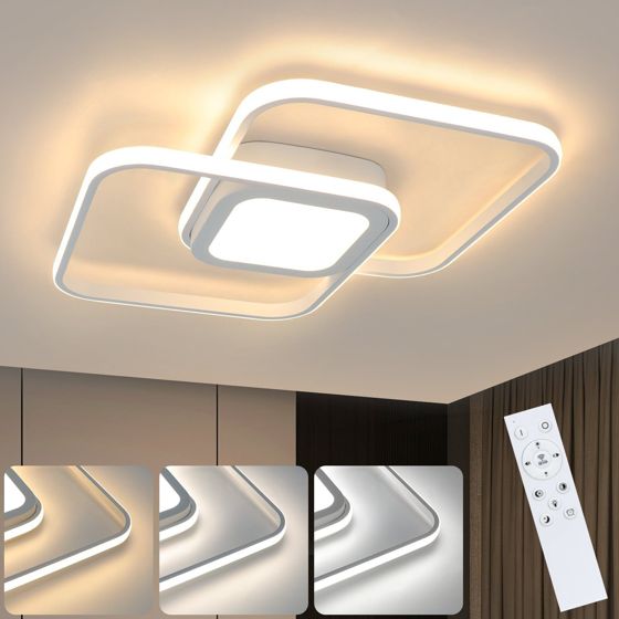 NETTLIFE 48W LED - kattovalaisin Valkoinen metalli, himmennettävä moderni Kaukosäätimellä makuuhuoneeseen, olohuoneeseen Keittiöön, ruokailutilaan