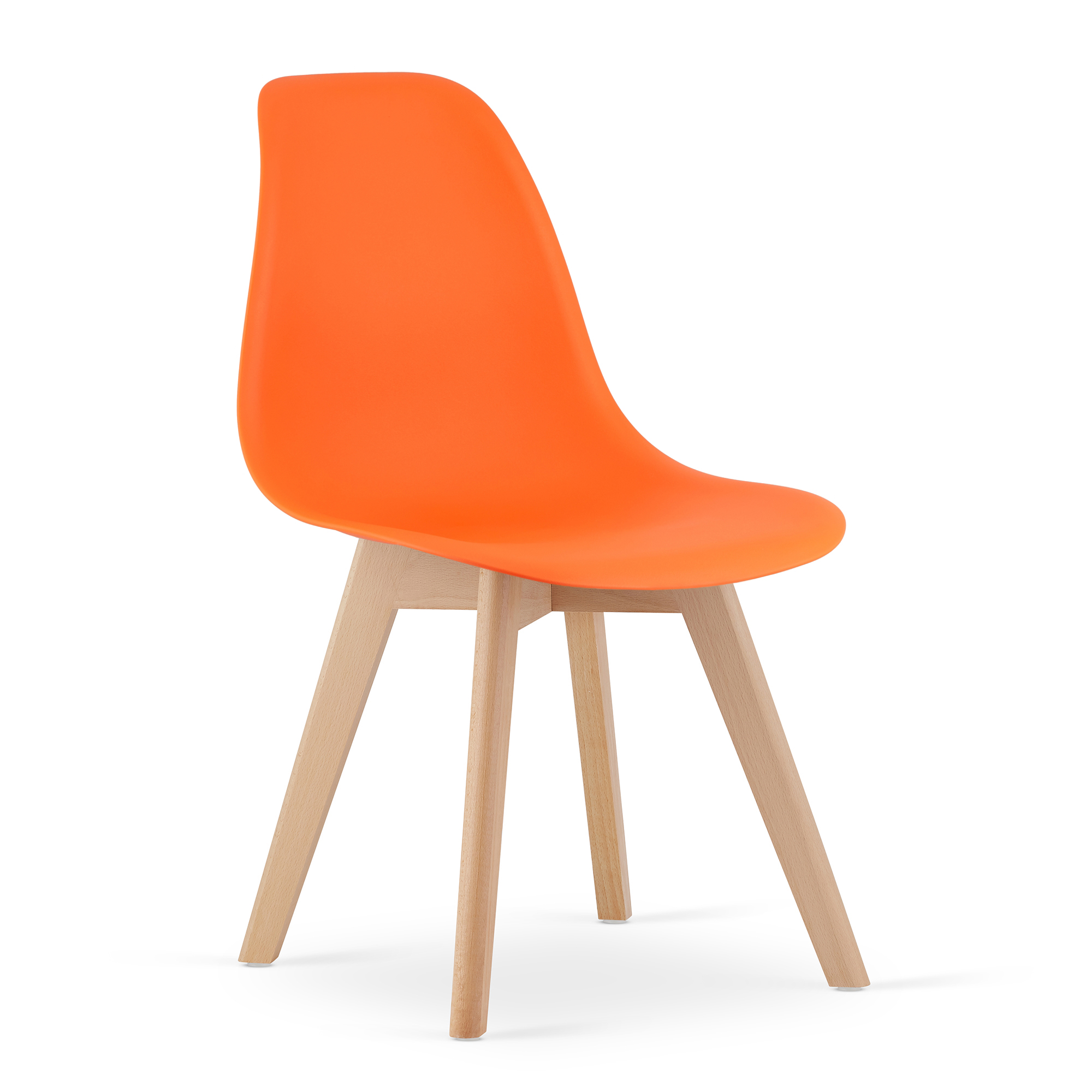 Tuoli - Leobert - KITO - oranssi/luonnonväriset jalat - 46x54,5x80 cm - setti 4 kpl