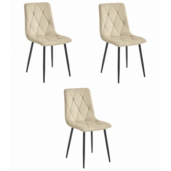 LIBRA-tuoli, vaalea beige sametti, mustat jalat (3 kpl)