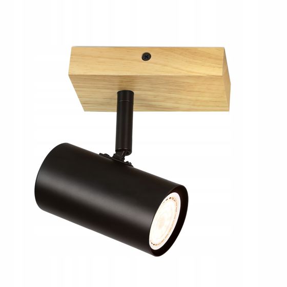 NETTLIFE 1- liekkinen Kattovalaisin, Puu - Musta Käytäväkattovalaisin, Metallinen, Retro, GU10, 350°KääntyväKattonuppi, max. 40W