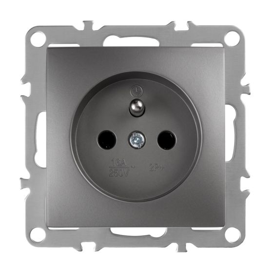 Toolight Yksiosainen maadoitettu pistorasia JNH001-G Harmaa 4, 3x7, 4x7, 4cm