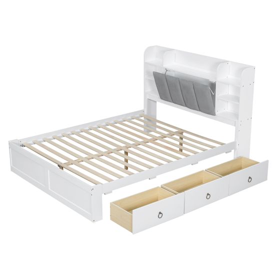 Valkoinen sänky 160x200 laatikolla