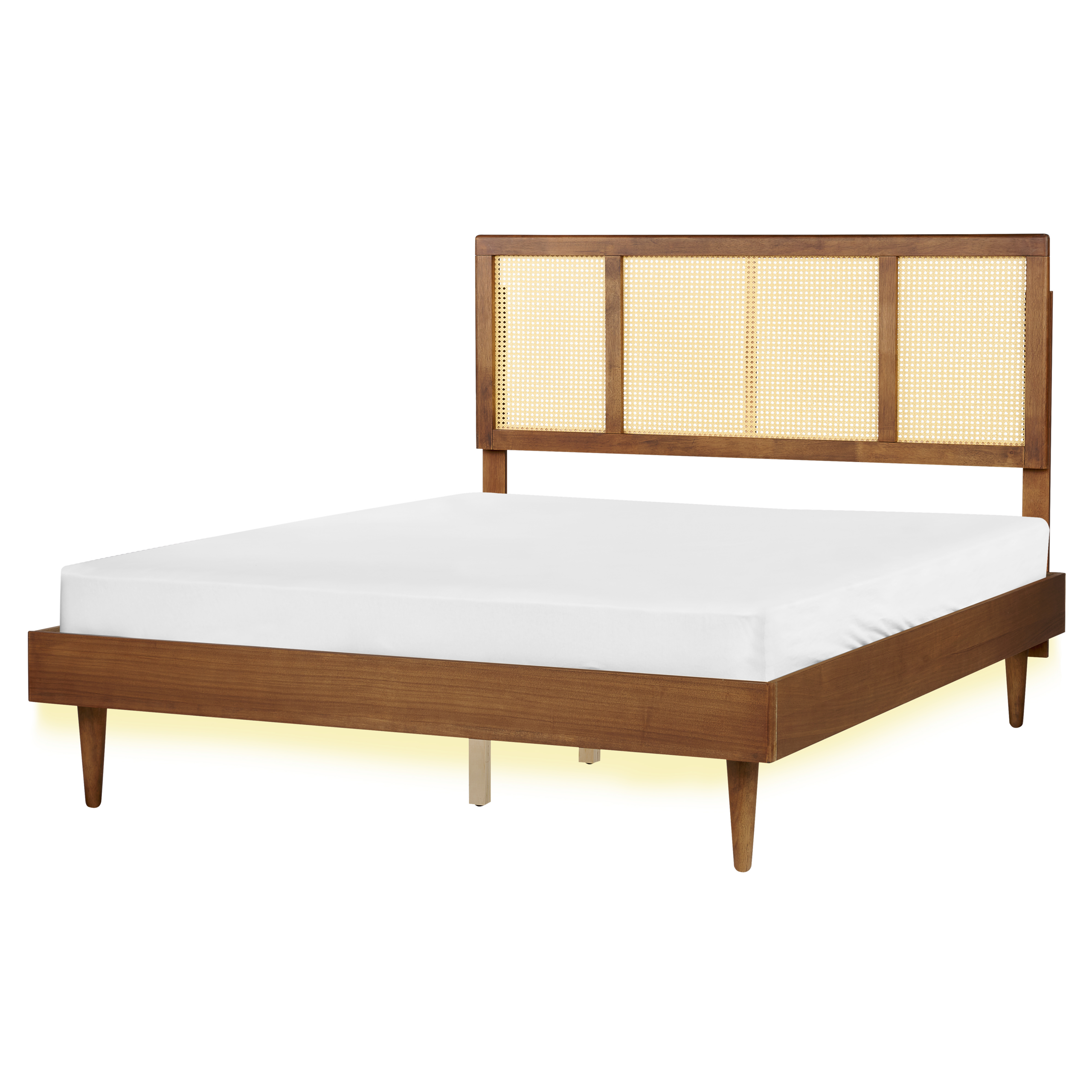 Sänky LED-valoilla rottinki AURAY 160 x 200 cm Ruskea