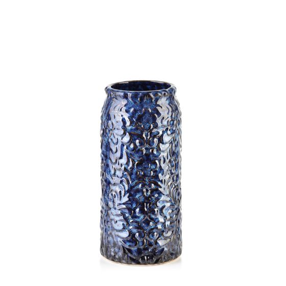 MONDEX keramiikkamaljakko, tummanharmaa, käsin koristeltu, 8,5 x 21 cm