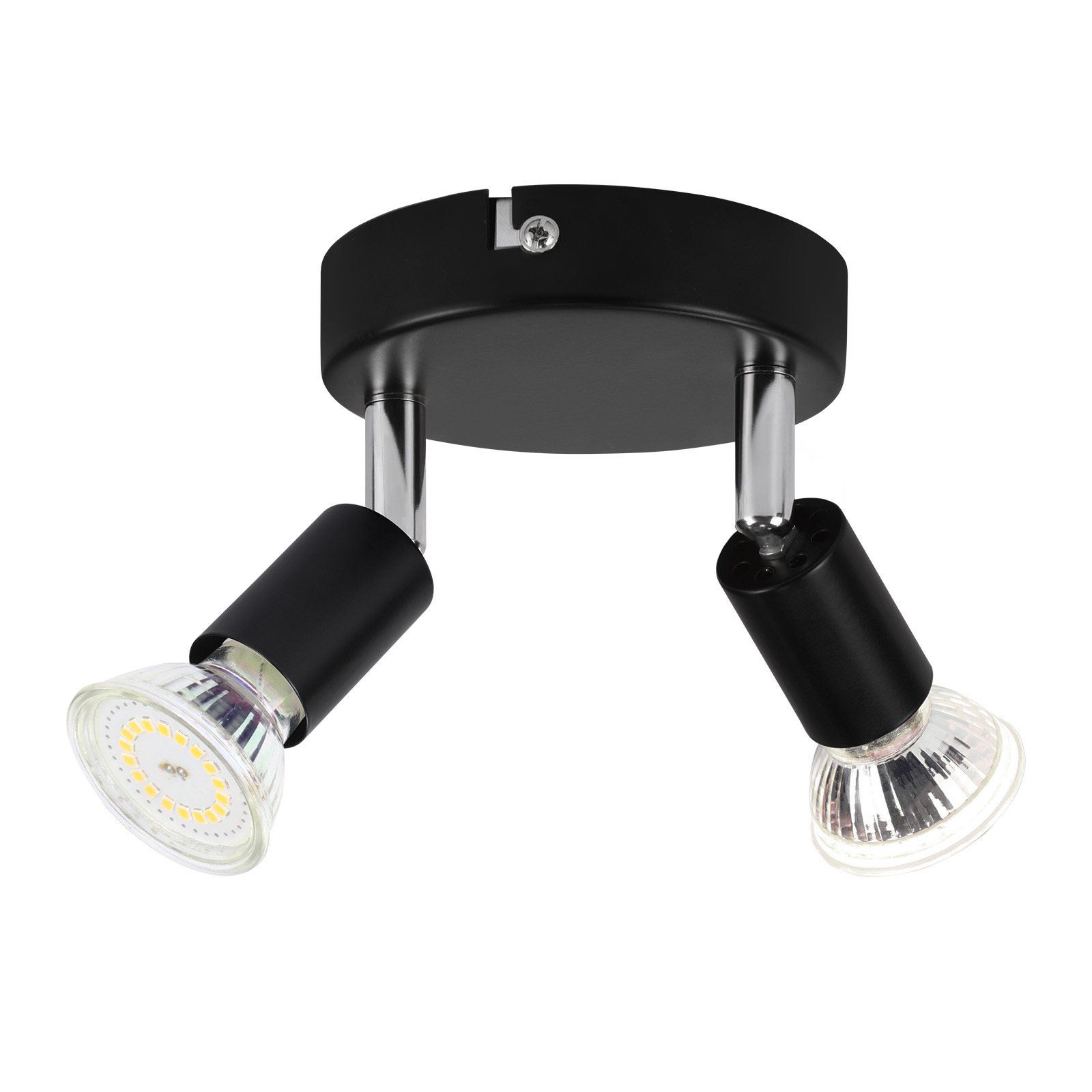 NETTLIFE musta LED - kattospottivalaisin 2 säädettävällä lampulla 350° GU10 teollisuuskäyttöön