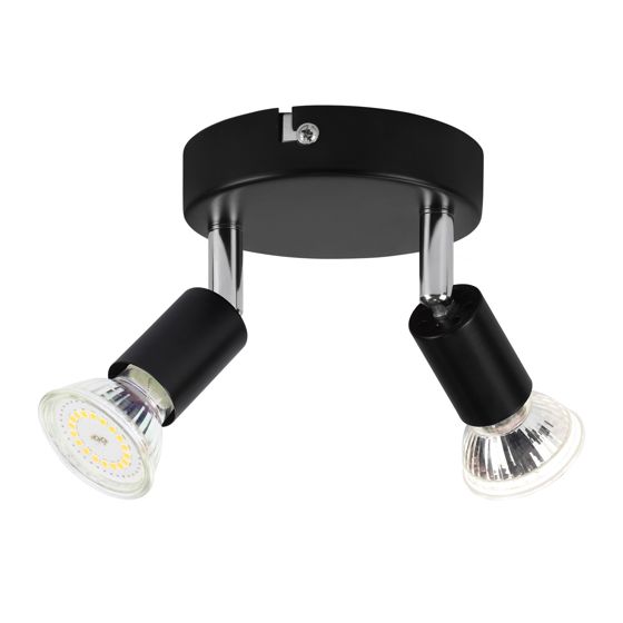 NETTLIFE musta LED - kattospottivalaisin 2 säädettävällä lampulla 350° GU10 teollisuuskäyttöön