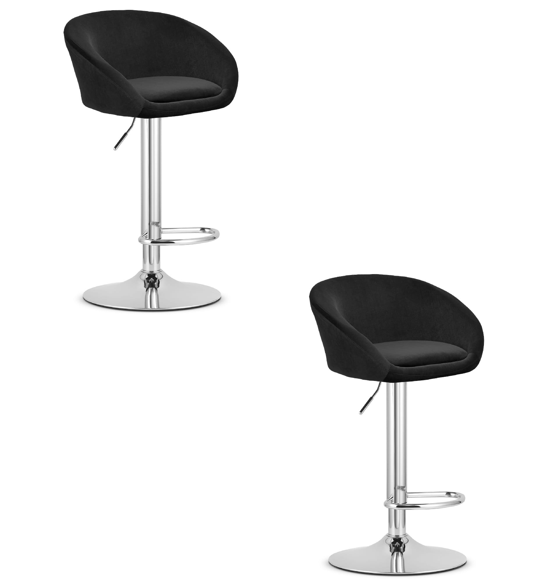 EAST-baarijakkara 2 kpl, musta sametti, kromattu jalusta