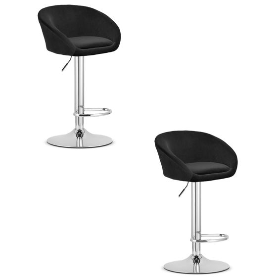 EAST-baarijakkara 2 kpl, musta sametti, kromattu jalusta