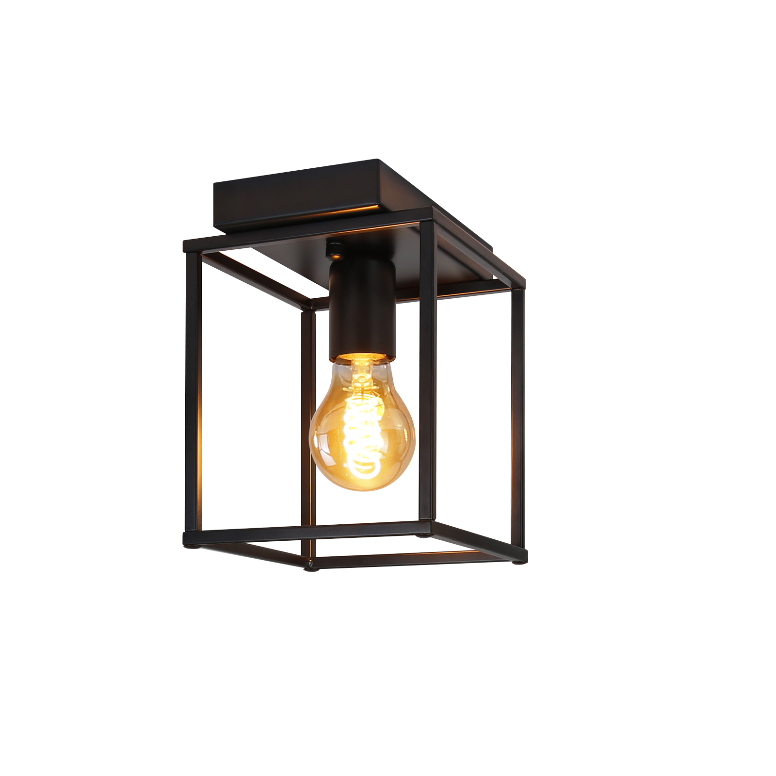 NETTLIFE Retro LED-kattovalaisin, musta teollinenValaisin makuuhuoneeseen, olohuoneeseen vintage-metallivalaisin, eteiseenKeittiöön