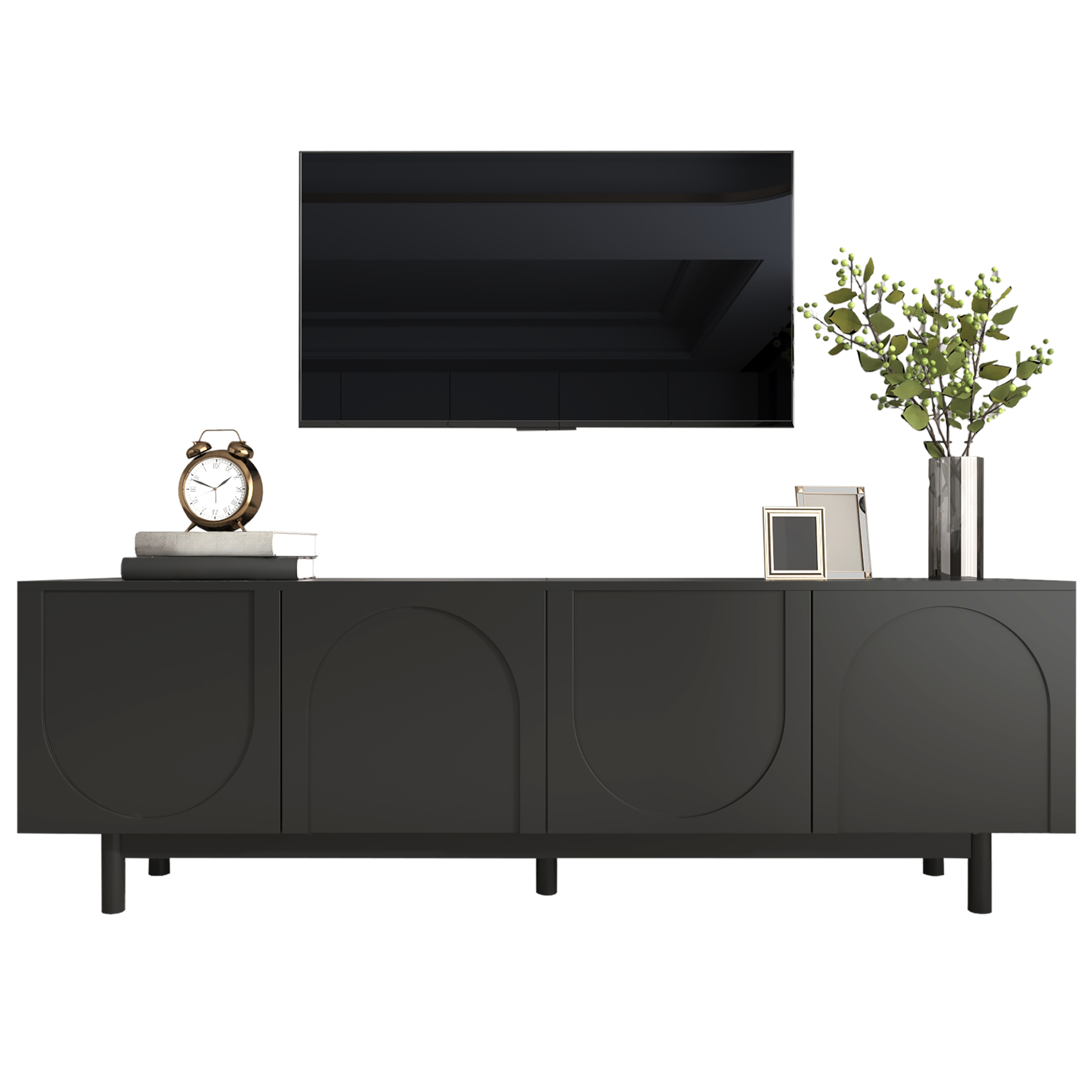 TV-taso 175x38x56 cm musta MDF säilytyksellä ja säädettävillä hyllyillä