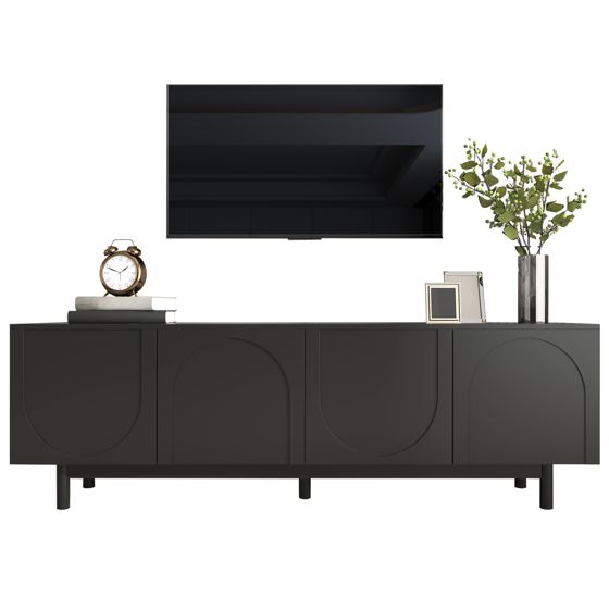 TV-taso 175x38x56 cm musta MDF säilytyksellä ja säädettävillä hyllyillä