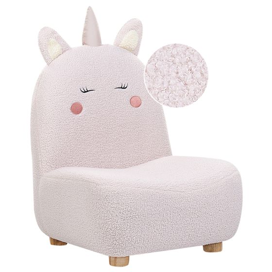 Lasten nojatuoli teddykangas yksisarvinen pastellipinkki LULEA
