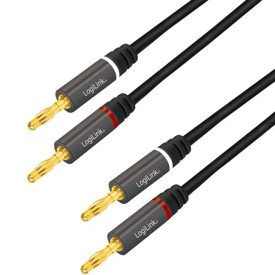 Kaiutinkaapeli 2x2,5 mm² banaaniliittimillä Musta 3 metriä