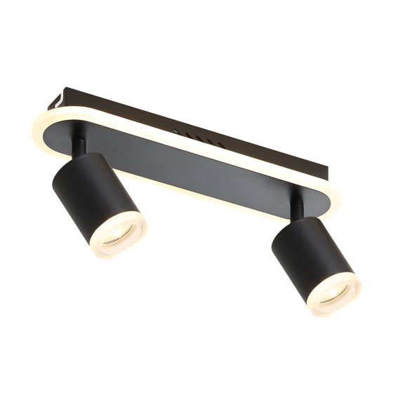 NETTLIFE 2 mustaa GU10 LED - kattospottia metallista, 330° säädettävä, makuuhuoneeseen, eteiseen, ruokailutilaan, keittiöön, olohuoneeseen