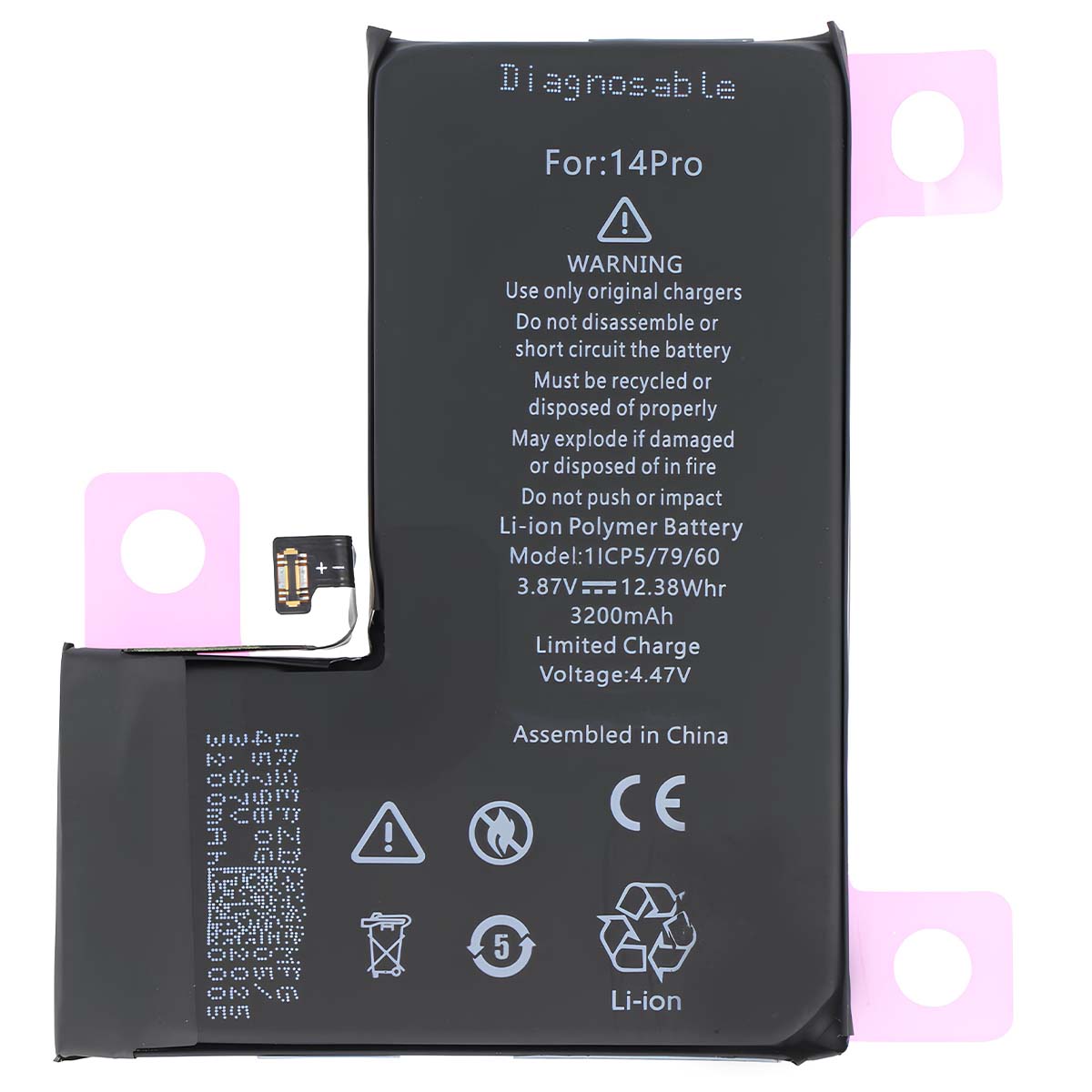 Akku Li-Polymer 3,87V iPhone 14 Pro yhteensopiva A2866