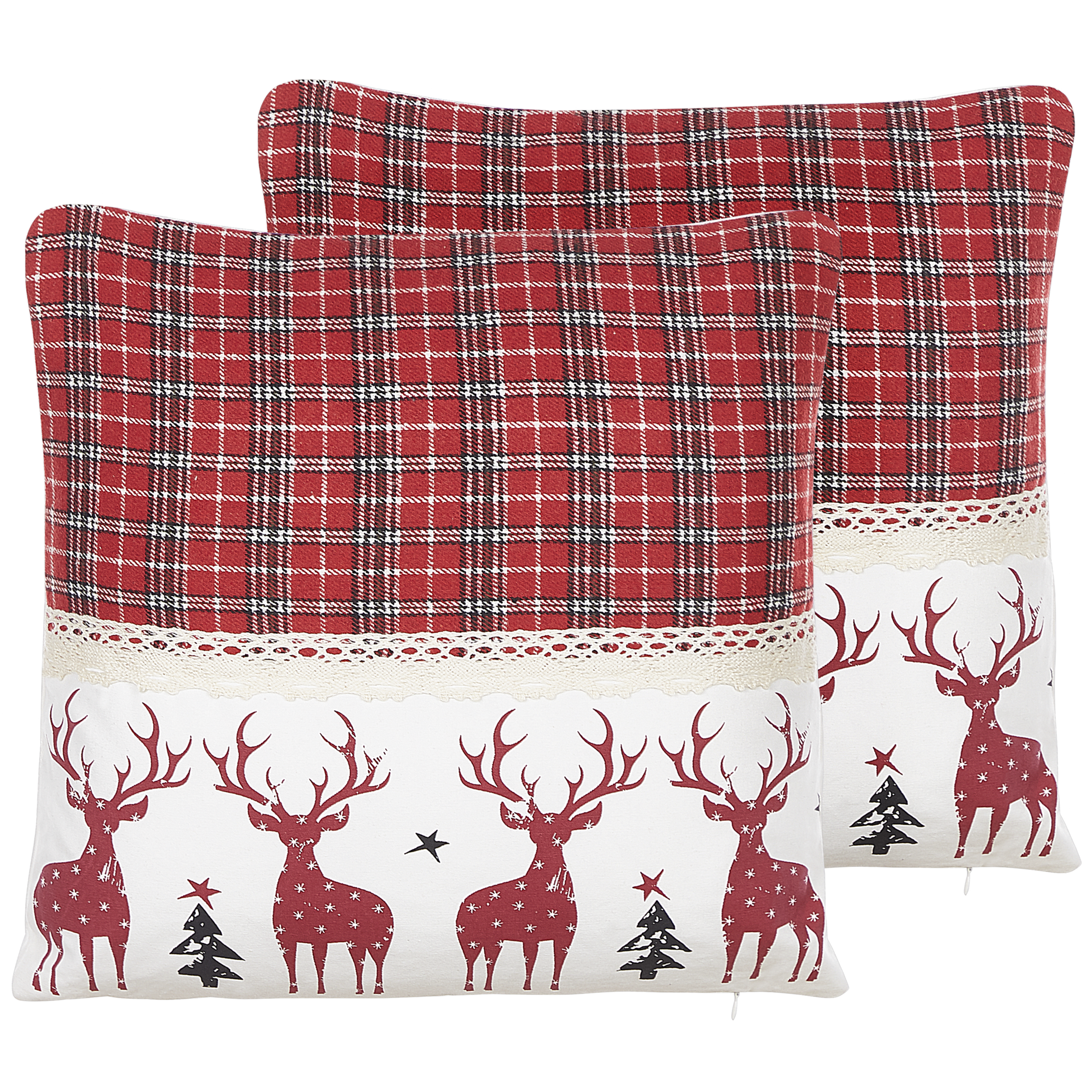 Koristetyynysetti 2 kpl ROBBIE 45 x 45 cm Punainen Joulukuvio