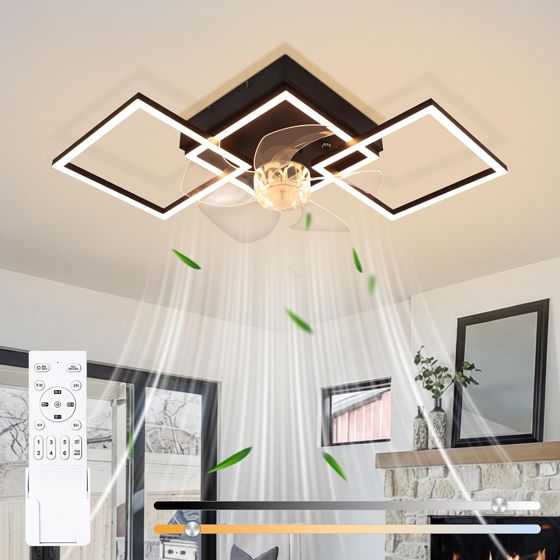 ZMH moderni 68 cm LED-kattotuuletin, jossa 6 nopeutta, säädettävä teho, kaukosäädin ja ajastin olohuoneeseen, ruokailuhuoneeseen ja makuuhuoneeseen