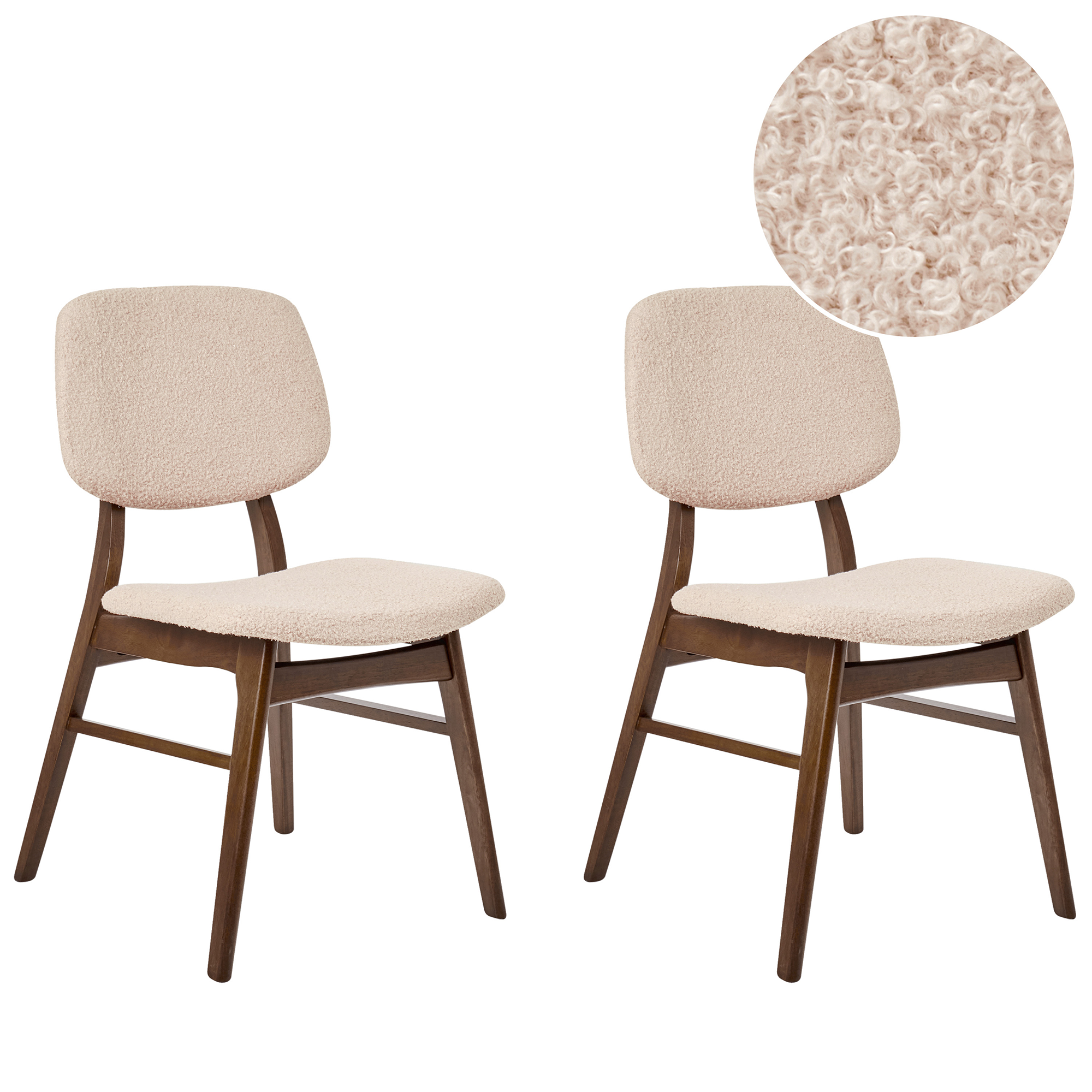 Ruokatuolisetti 2 kpl ELAINE Buklee Tummanruskea/beige