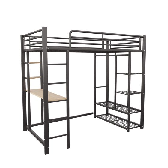 90x200 cm Parvisänky Säilytyksellä ja Tikkailla, Musta