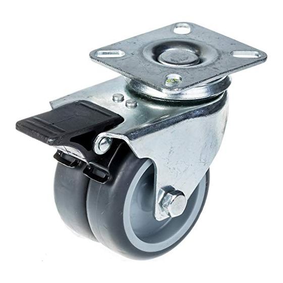 75mm 3" kaksoispyöräinen harmaa kuminen kääntyvä pyörä jarrulla 100kg kapasiteetti