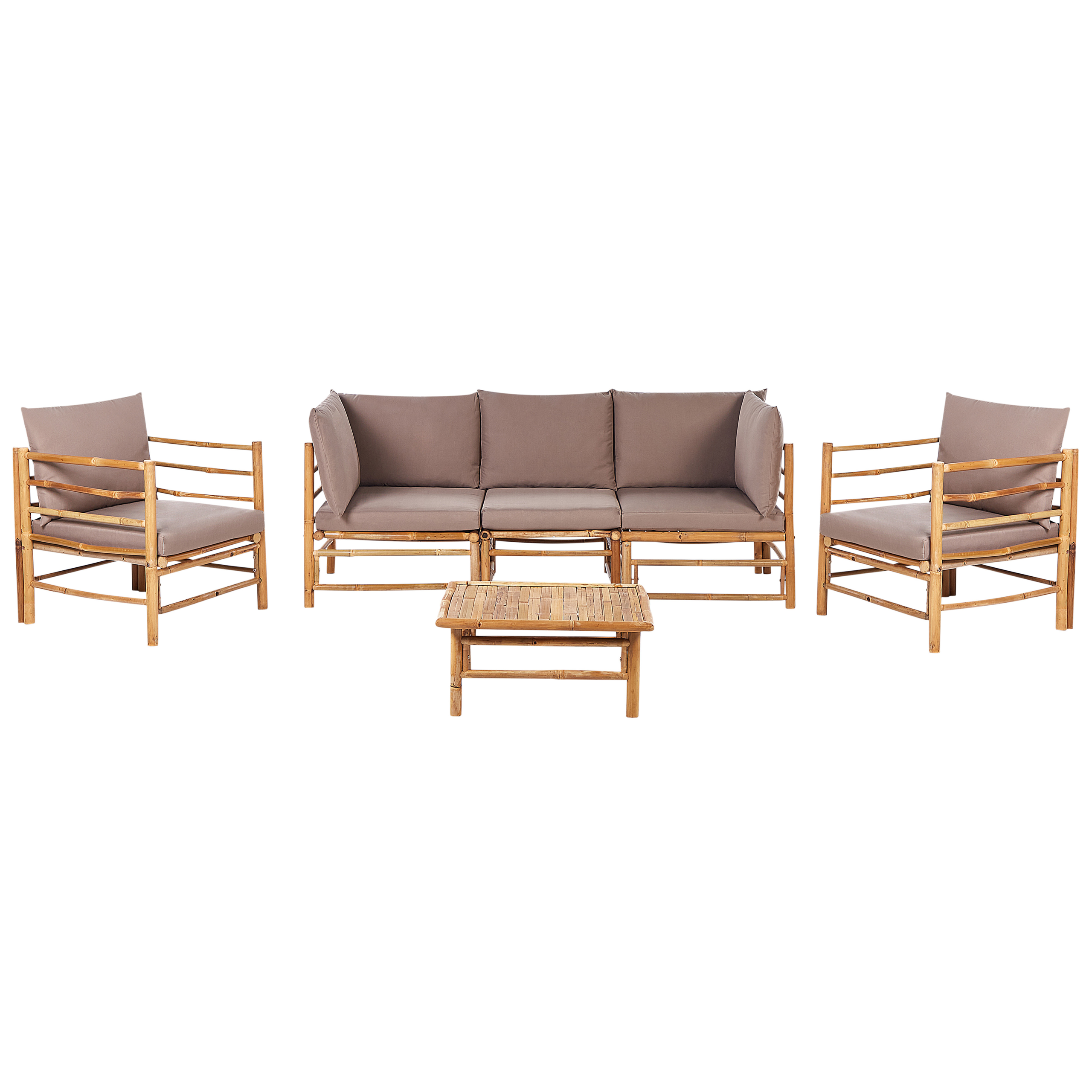 Ulkosohvaryhmä pöydällä 5-istuttava CERRETO bambu Ruskeanharmaa