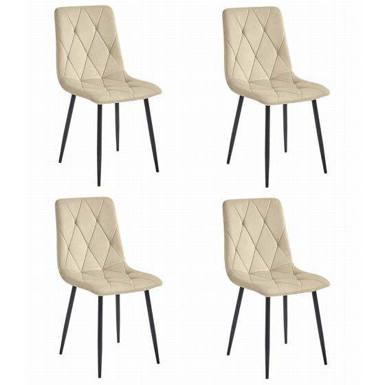 LIBRA-tuoli, vaalea beige sametti, mustat jalat (4 kpl)