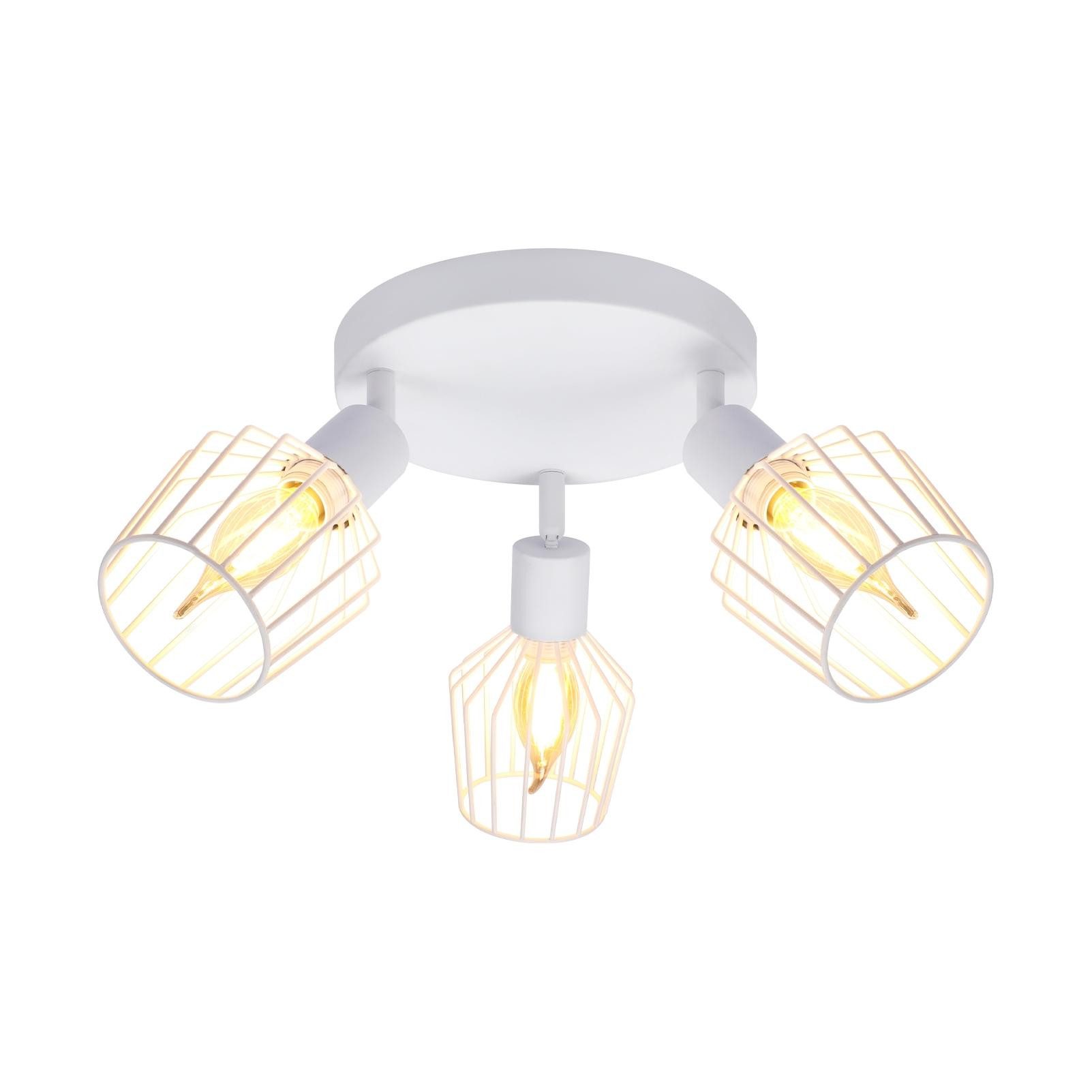 NETTLIFE 3 E14 - kattospottivalaisinta - pyöreä metalli, 350° kääntyvä teollinen eteisvalaisin, seinävalaisin eteiseen ja olohuoneeseen, valkoinen