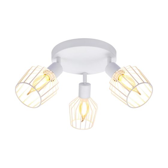 NETTLIFE 3 E14 - kattospottivalaisinta - pyöreä metalli, 350° kääntyvä teollinen eteisvalaisin, seinävalaisin eteiseen ja olohuoneeseen, valkoinen