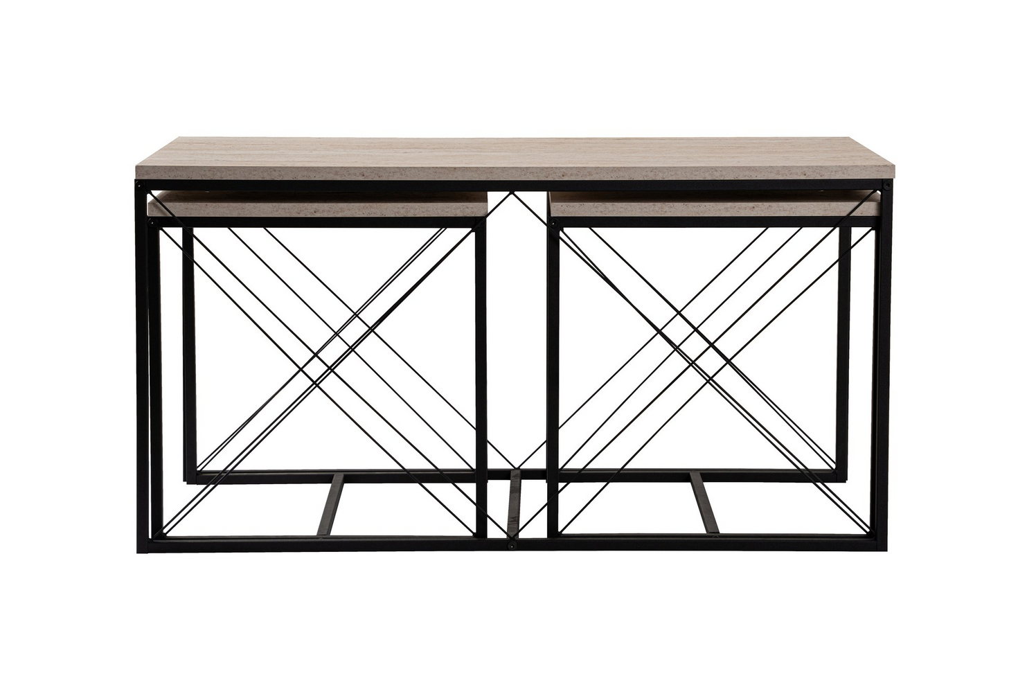 Norda Design Moderni sohvapöytäsetti (3 osaa), 100 x 50 cm | 100 % melamiinipinnoite, metallijalat
