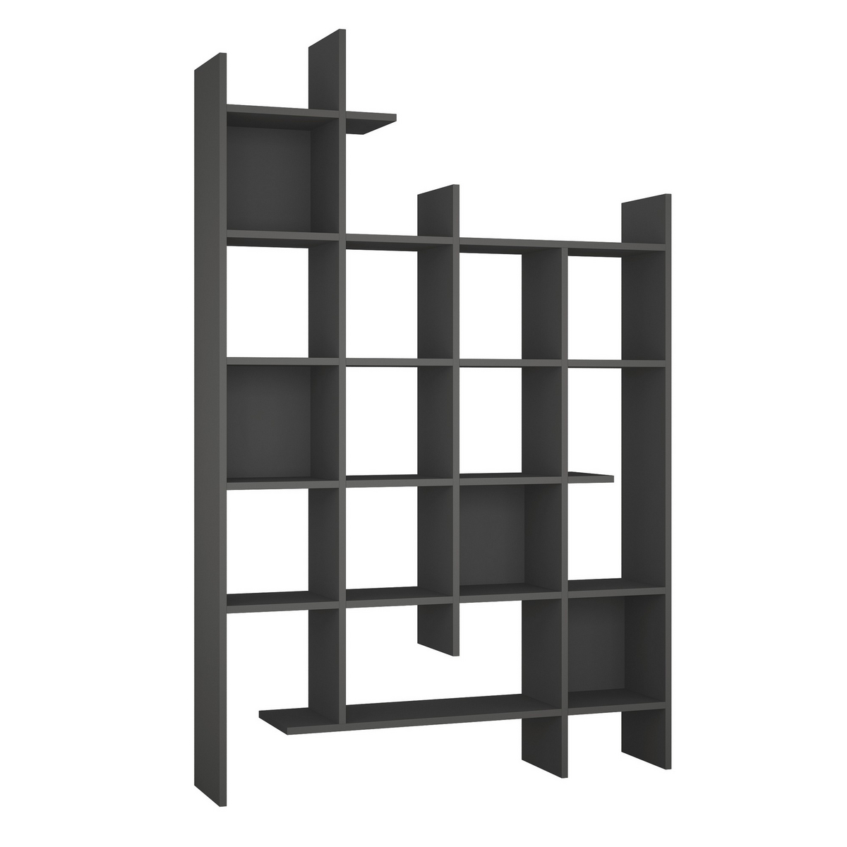 Norda Design moderni kirjahylly, 122 cm x 188 cm x 25,5 cm | 100 % melamiinipinnoitettu, 18 mm paksu | seinälle asennettava, tyylikäs muotoilu