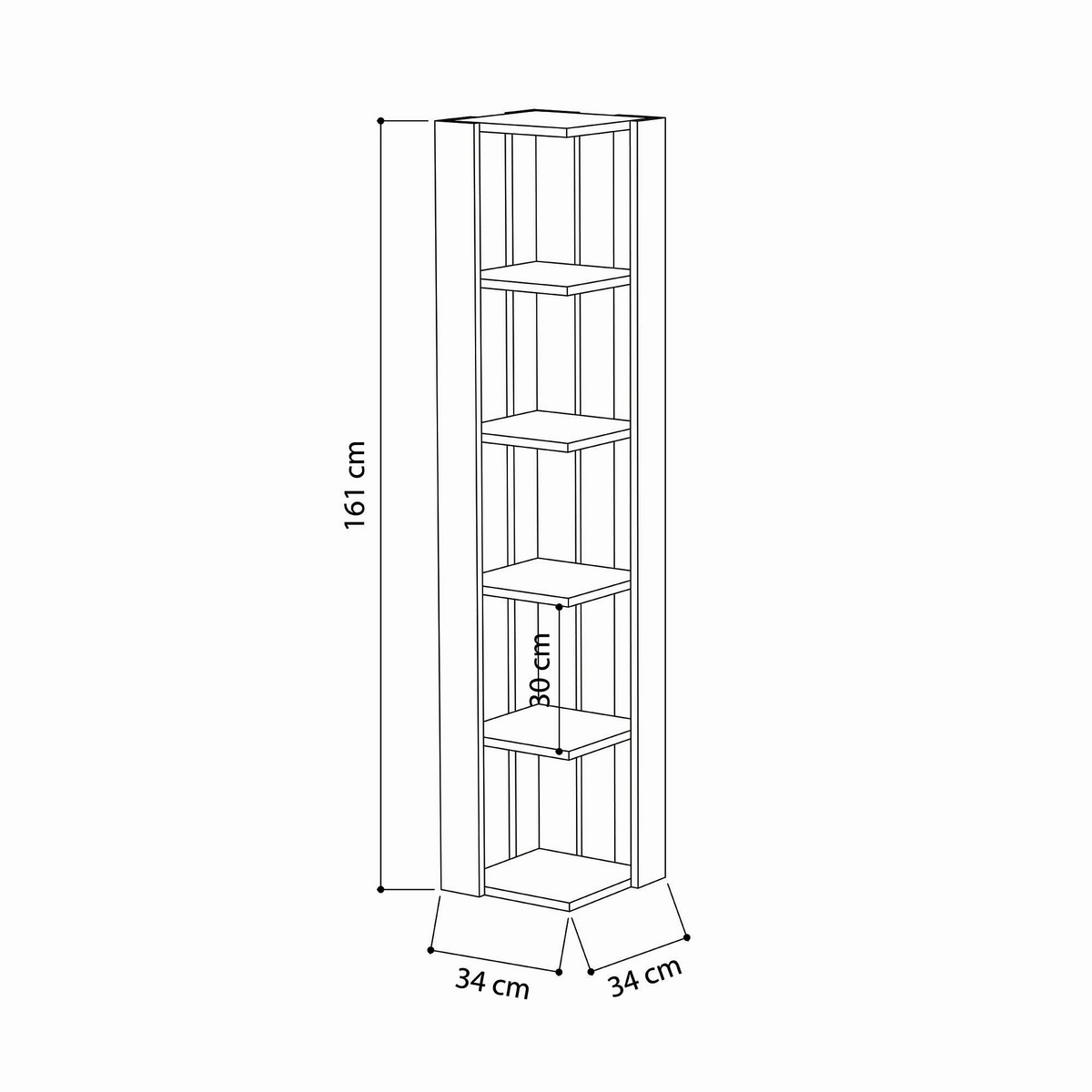 Norda Design Kirjahylly Nati Corner 31.8 x 31.8 x 160.8 cm