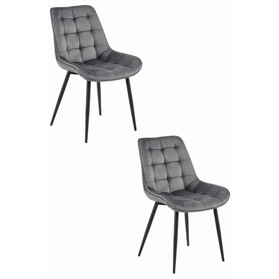 BERA-tuoli, tummanharmaa sametti, mustat jalat (2 kpl)