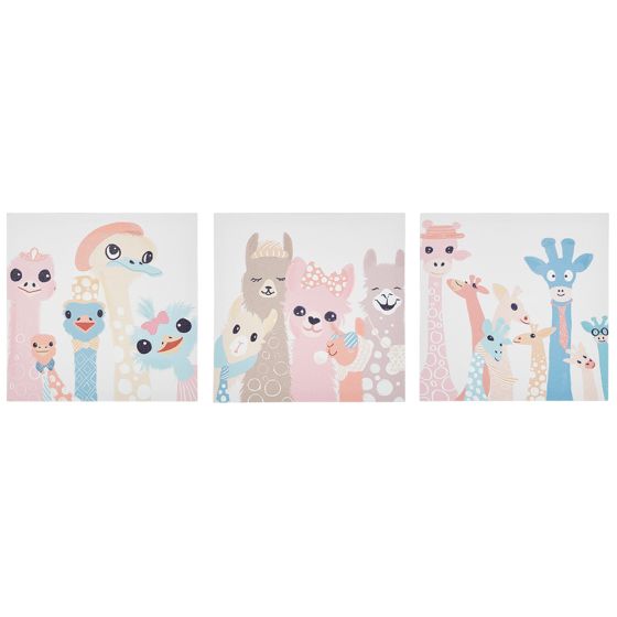 Canvas-taulusetti 3 kpl TILLIA Eläinaihe 30 x 30 cm Monivärinen