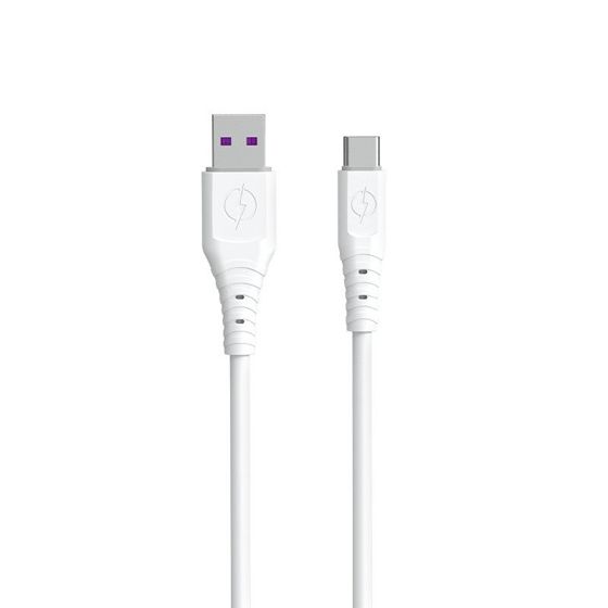 Joustava USB - USB-C 6A -kaapeli 1m valkoinen