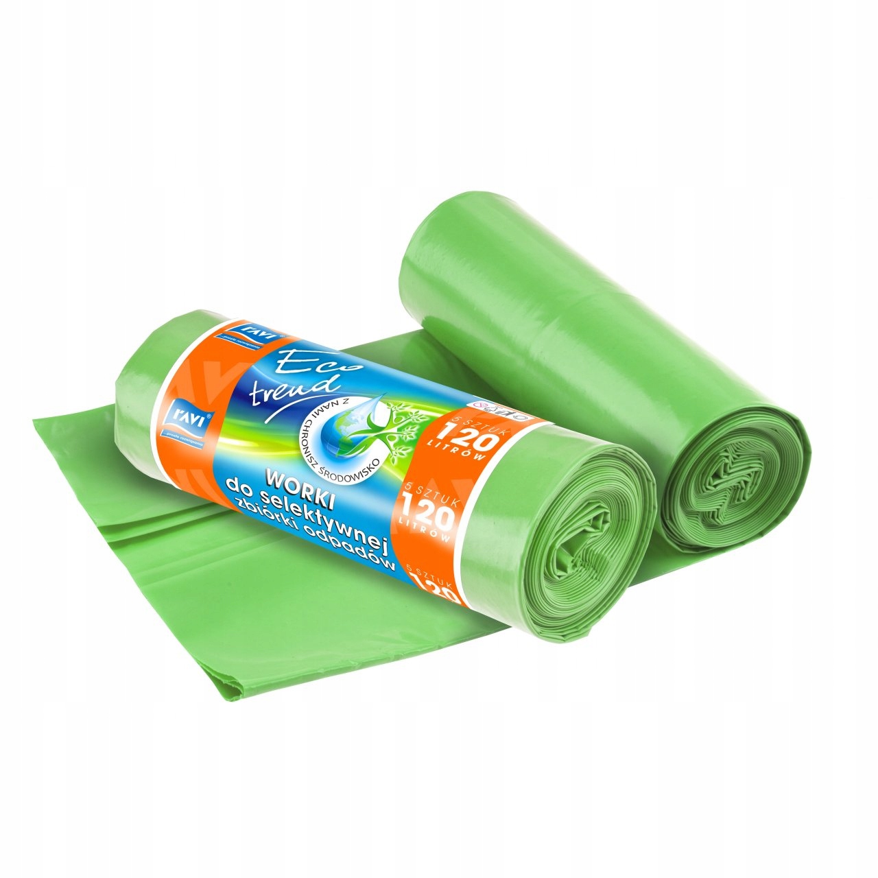 Vihreät lasiset roskapussit lajitteluun 120L