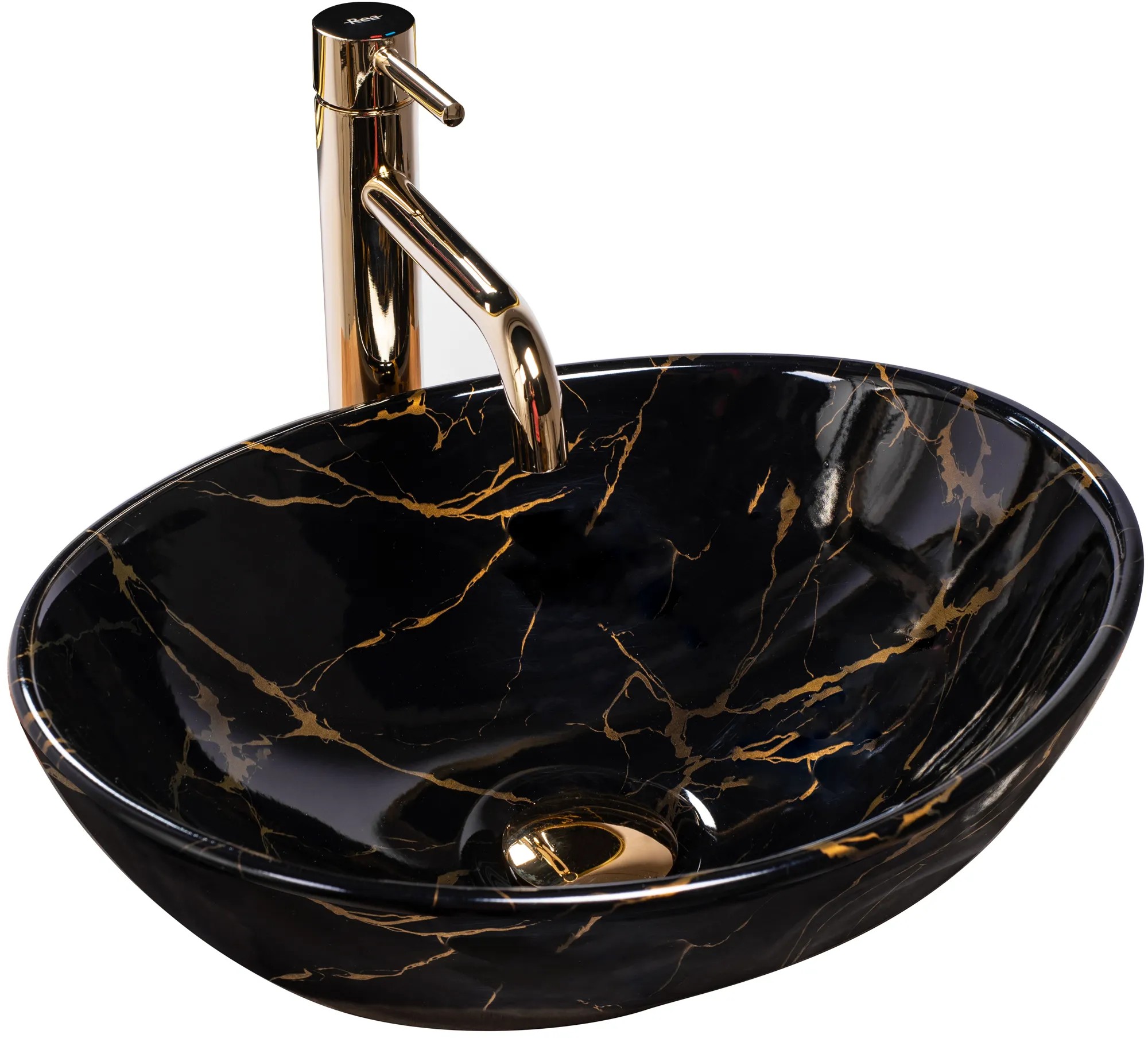 REA Malja-allas SOFIA marble musta kiiltävä, 100X34, 5X15CM