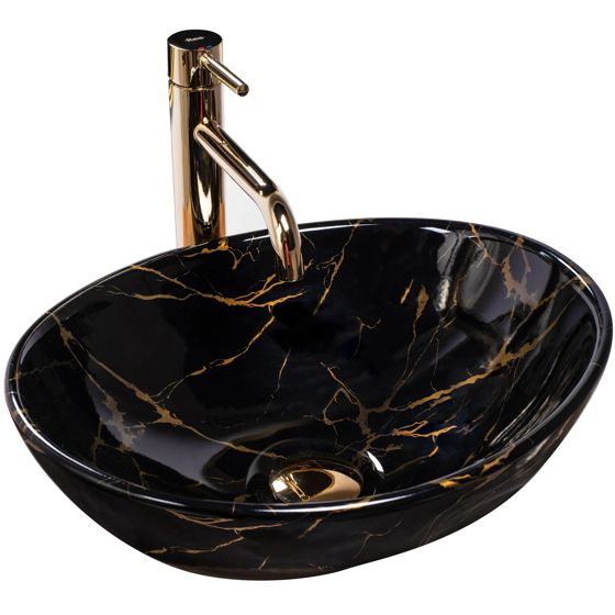 REA Malja-allas SOFIA marble musta kiiltävä, 100X34, 5X15CM