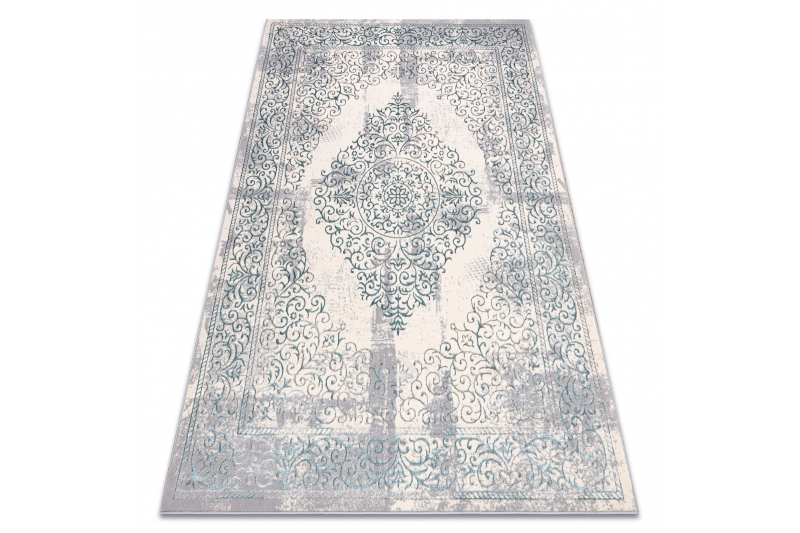 Matto CORE W7161 Rosetti Vintage - rakenteellinen, kaksi kerrosta fleeceä, vaaleansininen / kerma / harmaa 120x170 cm