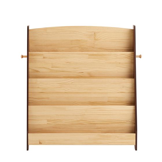 SoBuy Kirjahylly 91x30x89 cm luonnonpuuta 4 lokeroa 2 koukkua KMB32-N