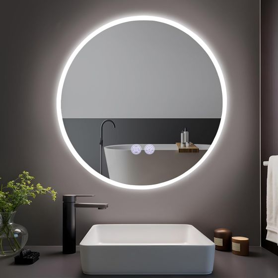 ZMH 50 cm pyöreä kylpyhuoneen peili LED-valaistuksella ja säädettävällä kirkkaudella
